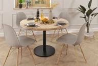 Stoły z krzesłami - Okrągły stół na jednej nodze + 4 skandynawskie krzesła D9-S85 - miniaturka - grafika 1