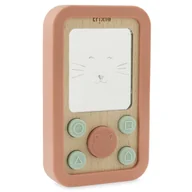 Grzechotki dla dzieci - Drewniany silikonowy telefon dla niemowląt - Kot - miniaturka - grafika 1