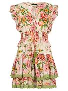 Sukienki - APART letnia sukienka z falbanami i haftem, zielona, wielokolorowa, L, Zielony, wielokolorowy, L - miniaturka - grafika 1