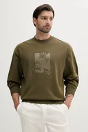 Bluzy męskie - BOSS bluza bawełniana męska kolor zielony z nadrukiem 50537683 - miniaturka - grafika 1