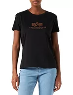Koszulki i topy damskie - ALPHA INDUSTRIES Damska koszulka z krótkim rękawem New Basic T Wmn Foil Print, black/gold, M - miniaturka - grafika 1