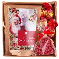 Zestawy upominkowe - KOSZ prezentowy świąteczny BOX ZESTAW NA ŚWIĘTA POD CHOINKĘ herbata i słodycze - miniaturka - grafika 1