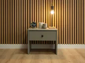 Dom i wnętrze OUTLET - OUTLET - Szafka nocna drewniana SALLY szara - miniaturka - grafika 1