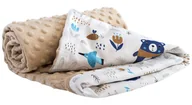 Koce i narzuty dla dzieci - Medi Partners, Kocyk Minky dwustronny, bawełniany, Boho animals z beżowym Minky, 75x100 cm - miniaturka - grafika 1