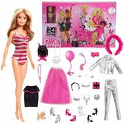 Ozdoby bożonarodzeniowe - Barbie GFF61  błyszczący kalendarz adwentowy z lalką i akcesoriami, lalkami i kalendarzem adwentowym dla dziewcząt od 3 lat - miniaturka - grafika 1