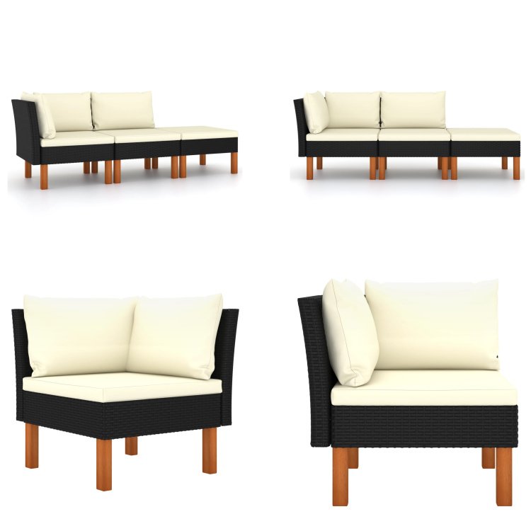 vidaXL 3-częściowy zestaw wypoczynkowy do ogrodu z rattanu i litego drewna eukaliptusowego - zestaw wypoczynkowy do ogrodu - zestawy wypoczynkowe do ogrodu - zestawy wypoczynkowe - zestawy wypoczynkowe