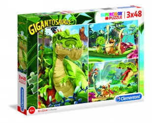 Clementoni Puzzle 3x48 Super Kolor Gigantosaurus - Puzzle - miniaturka - grafika 2
