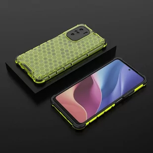 Honeycomb etui pancerny pokrowiec z żelową ramką Xiaomi Redmi K40 Pro+ / K40 Pro / K40 / Poco F3 zielony - Etui i futerały do telefonów - miniaturka - grafika 3