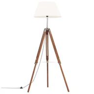 Lampy stojące - VidaXL Lampa podłogowa na trójnogu, brązowo-biała, tek, 141 cm 288077 - miniaturka - grafika 1