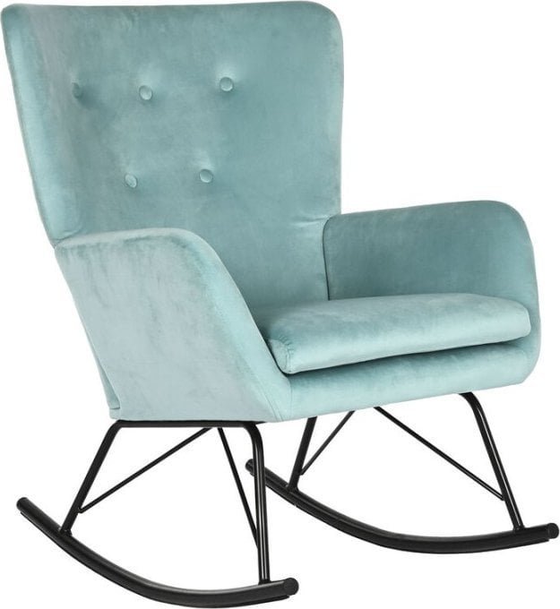 Bigbuy Home Fotel na biegunach Home ESPRIT Czarny Błękitne niebo Poliester Metal 68 x 90 x 92 cm