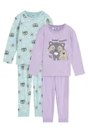 Piżamy dla dziewczynek - bonprix Piżama z czystej bawełny organicznej (4 części) fioletowy - miniaturka - grafika 1