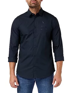 Armani Exchange Męska koszulka z długim rękawem Sustainable Regular Fit, z nadrukiem logo Eagle, niebieski, XS - Koszulki męskie - miniaturka - grafika 1
