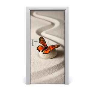 Naklejka samoprzylepna na drzwi Kamień zen i motyl, Tulup - Naklejki na ścianę - miniaturka - grafika 1