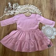 Sukienki - Mamatti Sukienka dziecięca długi rękawek Róż - miniaturka - grafika 1