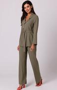 Spodnie damskie - Spodnie z ozdobnymi guzikami w kolorze oliwkowym B252, Kolor oliwkowy, Rozmiar L, BE - Primodo.com - miniaturka - grafika 1