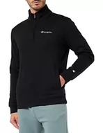 Bluzy męskie - Champion Męska bluza z kapturem American Classics Small Script Logo Half Zip, czarny, XS - miniaturka - grafika 1
