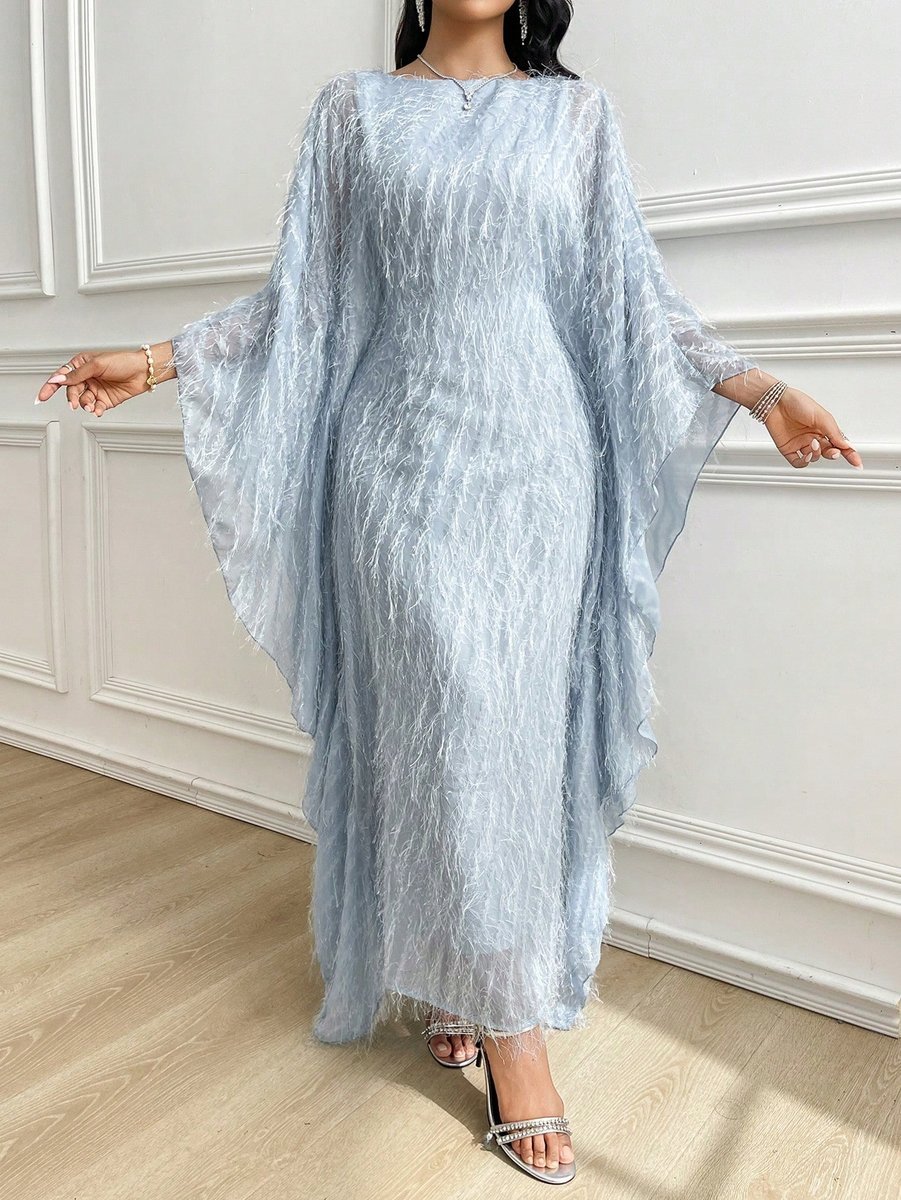 SHEIN SUKIENKA DAMSKA MAXI Z FALBANKAMI NIEBIESKA XL 11MA