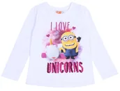 Bluzki damskie - Biała Bluzka I Love Unicorns Minionki - miniaturka - grafika 1