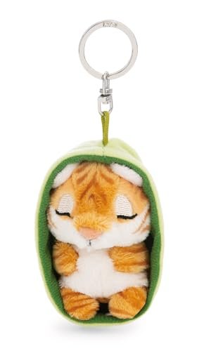 NICI 63162 Sleeping Pets brelok tygrys w koszyczku, wierny pluszowy towarzysz do plecaka lub torby, zawieszka na klucze dla małych i dużych, 8 cm, wielokolorowy