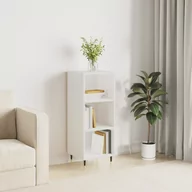 Szafki nocne - vidaXL Szafka, biała, połysk, 34,5x32,5x90 cm, materiał drewnopochodny - miniaturka - grafika 1