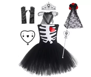 Strój Sukienka Coco Szkieletorka Halloween Tutu Zestaw Korona 122/134 Cm - Stroje karnawałowe Strój Sukienka Coco Szkieletorka Halloween Tutu Zestaw Korona 122/134 Cm - Stroje karnawałowe - miniaturka - grafika 1