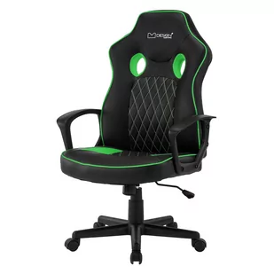 Fotel Gamingowy Z Funkcją Bujania I Szerokim Siedziskiem Czarny/Zielona Imitacja Skóry Ml-Design - Fotele gamingowe - miniaturka - grafika 1