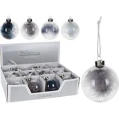 Bombki - Bombka szklana przezroczysta z piórkiem 8 cm mix - miniaturka - grafika 1