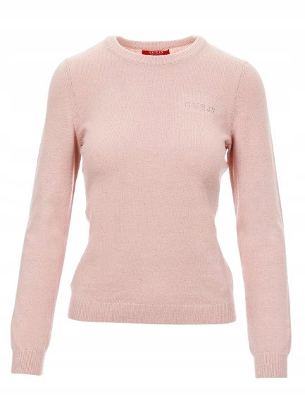 Guess Damska Bluzka Różowa z Logo Dopasowana S Gna