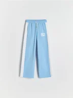 Spodnie i spodenki dla dziewczynek - Reserved - Szerokie spodnie z lampasami - jasnoniebieski - miniaturka - grafika 1