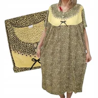 Bielizna nocna - BAWEŁNA KOSZULA NOCNA panterka krótki rękaw luźna piżama 54 56 7XL 8XL - miniaturka - grafika 1