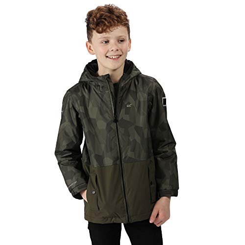 Regatta uniseks 'Selwyn' wodoodporna kurtka z kapturem z nadrukiem wodoodporna izolowana kurtka Dark Khaki/Dark Khaki 9-10 Lata