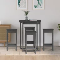 Stoły z krzesłami - Lumarko 5-cz. zestaw mebli barowych, szary, lite drewno sosnowe - miniaturka - grafika 1