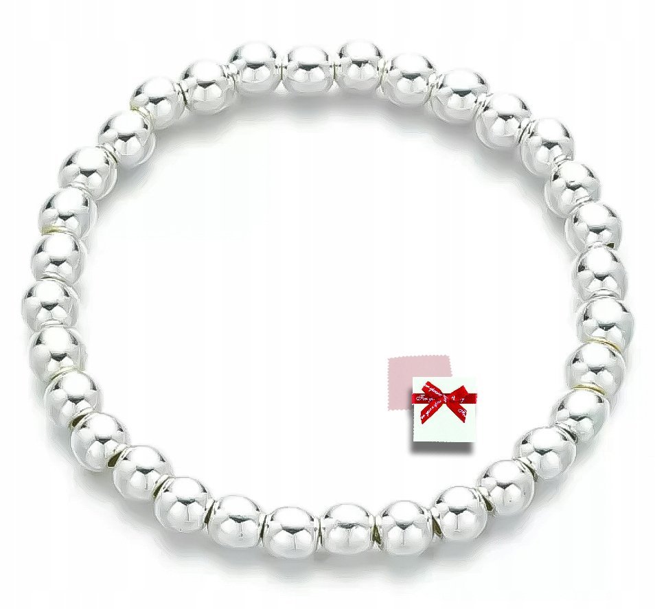 Bransoletka ze srebra 925 kulki 6 mm,dla kobiet ,elastyczna do 22cm