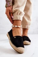 Espadryle damskie - Espadryle Damskie Zamszowe Wsuwane Czarne Joaquin - Zazoo - miniaturka - grafika 1