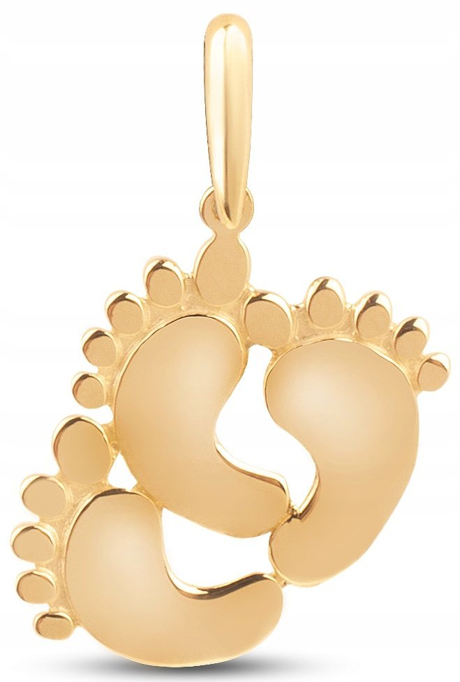 ZŁOTA ZAWIESZKA POTRÓJNE STÓPKI DZIECI DLA MAMY GRAWERUNEK 8KT 333
