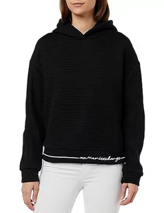 Armani Exchange Damska bluza z kapturem w paski z kontrastowym logo, bluza z kapturem, czarny, XS - Bluzy damskie - miniaturka - grafika 1