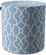 Pufy i podnóżki - Puf Barrel, błękitny w biały marokański wzó, ø40, wys. 40 cm, Gardenia - miniaturka - grafika 1