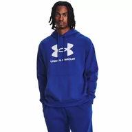 Bluzy sportowe męskie - Męska bluza dresowa nierozpinana z kapturem Under Armour UA Rival Fleece Logo HD - niebieska - UNDER ARMOUR - miniaturka - grafika 1