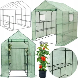 TUNEL FOLIOWY DOMEK Z PÓŁKAMI GRUBE POSZYCIE 12 PÓŁEK STELAŻ 200x200x200cm - Szklarnie ogrodowe - miniaturka - grafika 1