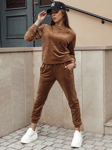 Komplet damski welurowy URBANVELVET brązowy Dstreet AY1062 - Dresy damskie - miniaturka - grafika 1