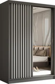 Szafy - AGMAT szafa z drzwiami przesuwnymi Nevada, szafa z lustrem i 2 drzwiami, nowoczesna szafa w kolorze: grafit, szafa w rozmiarze: 150 x 216 x 61 cm - miniaturka - grafika 1