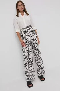 Spodnie damskie - BOSS spodnie damskie kolor biały proste high waist - grafika 1