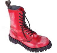 Botki męskie - glany STEEL - ECRU / RED (10-dziurkowe)-48 - miniaturka - grafika 1