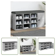 Szafki na buty - The Living Store Ławka na buty betonowa szara 102x32x50 cm Materiał drewnopochodny - miniaturka - grafika 1