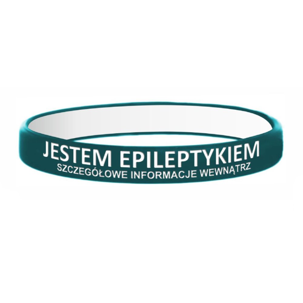 Opaska silikonowa na nadgarstek z miejscem na informacje - Jestem Epileptykiem - ciemna zieleń
