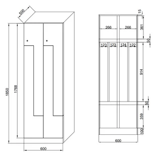 Szafka ubraniowa Z, 4 szafki, 1850 x 600 x 500 mm, zamek elektryczny, drzwi czerwone - Szafki biurowe - miniaturka - grafika 2