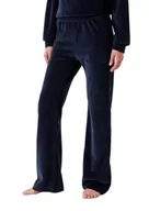 Spodnie damskie - Emporio Armani Damskie spodnie dresowe Bell Fit Ribbed Welur, morski, XS - miniaturka - grafika 1