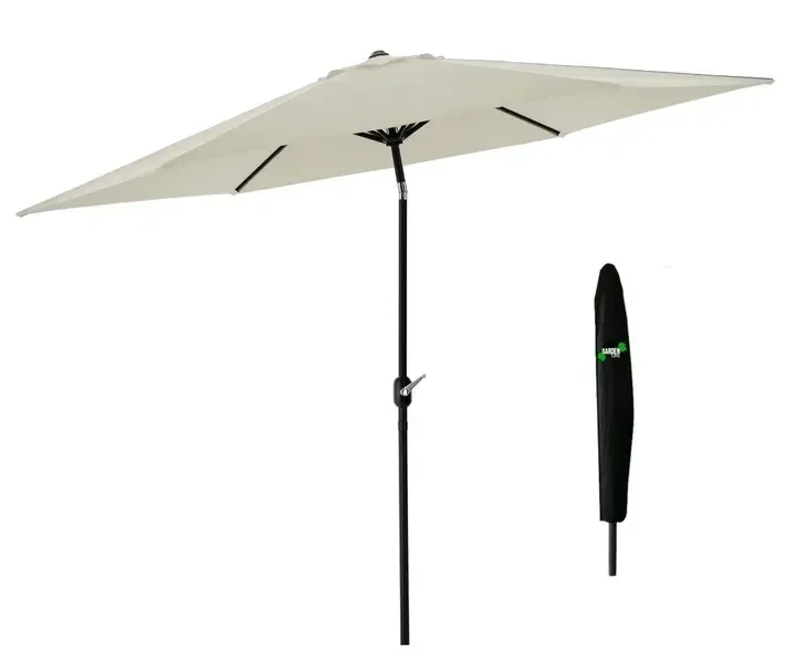 Parasol Ogrodowy Składany Solidny 3 M Skośny Z Korbką Xl Beżowy