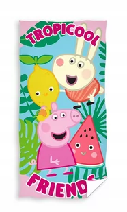 Ręcznik kąpielowy Świnka Pepa Tropikalna impreza, 70 x 140 cm - Okrycia kąpielowe dla dzieci - miniaturka - grafika 1