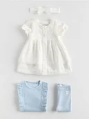 Komplety dla niemowląt - Reserved - Komplet sukienka z opaską na głowe - złamana biel - miniaturka - grafika 1